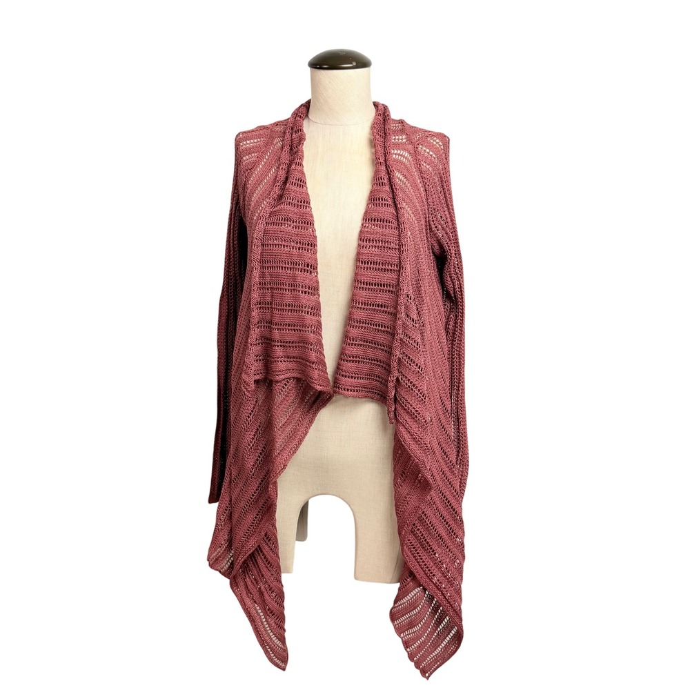 Peruvian Connection Rouge Ebb and Flow Cardigan XS Pima Cotton Open Knit Red